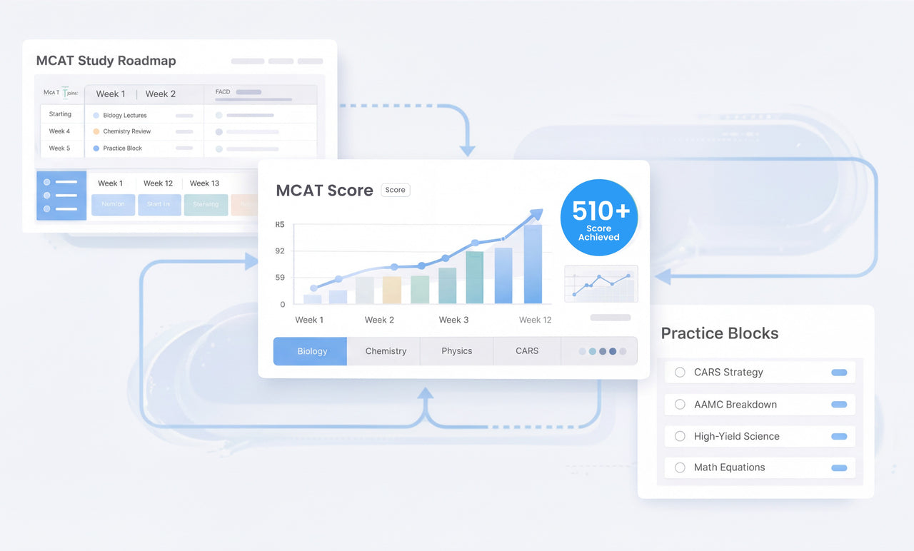 IFD MCAT study dashboard showing a structured 510+ score plan